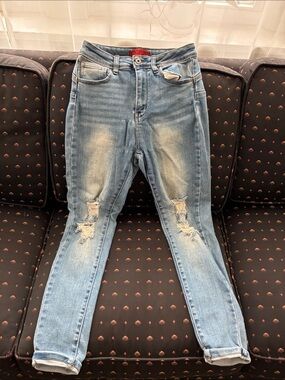 Wax Jean Light Blue Distressed Skinny Jeans